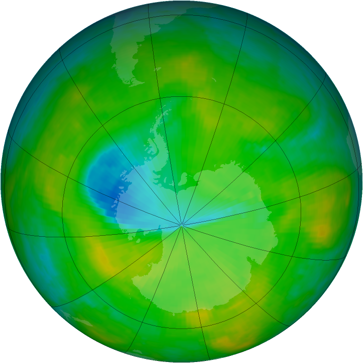 Antarctic ozone map for 06 December 1984